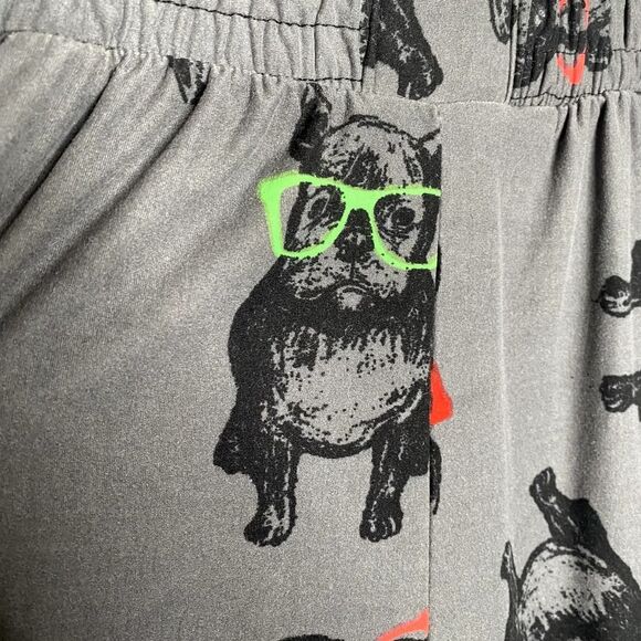 French Bulldog High Waist Graphic Soft Joggers Gray Medium Loungewear PJ Pants - Picture 4 of 10